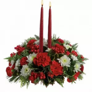 Christmas floral centerpiece with candles
