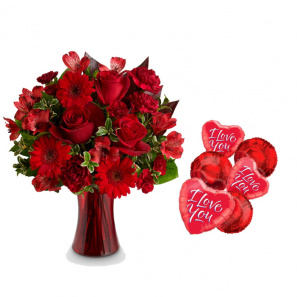 The “I love you” Roses & Balloons Gift Set 